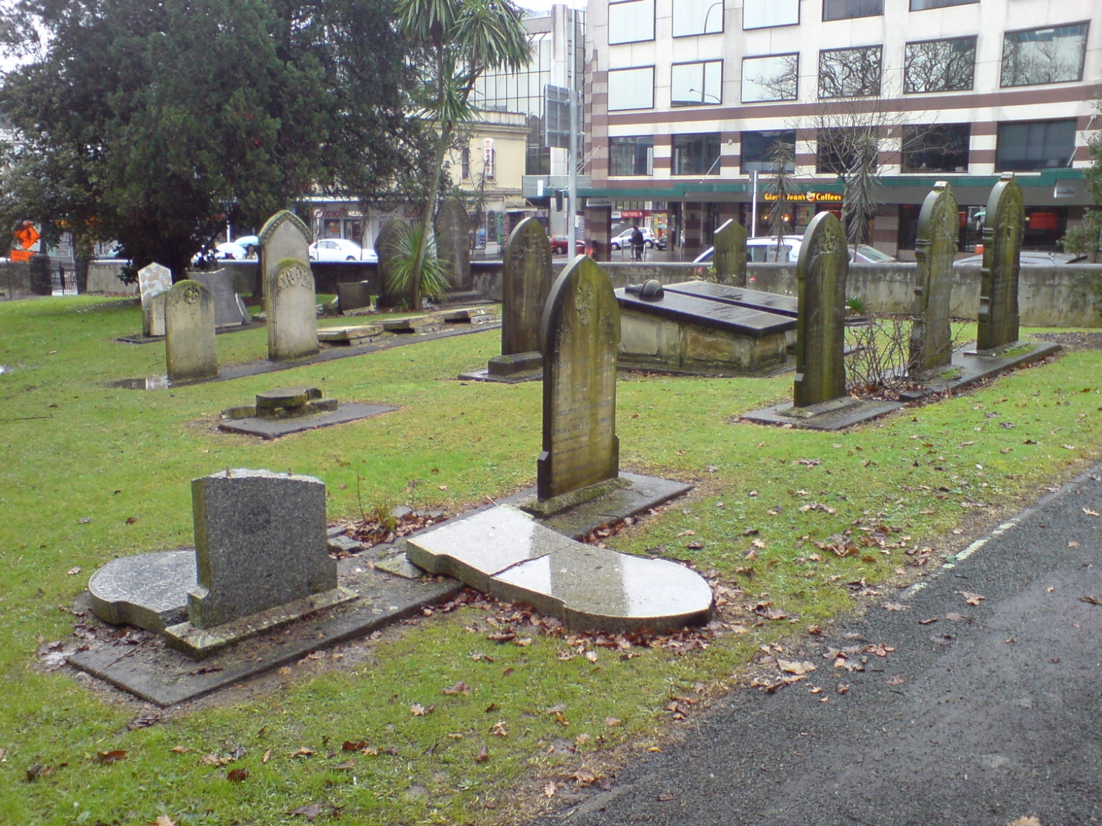 Weathered headstones in the Jewish section of Symonds Street Cemetery, Auckland