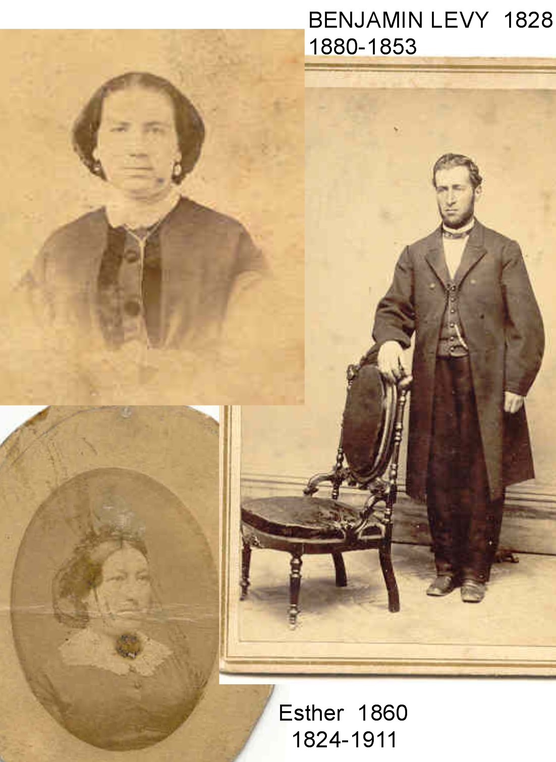Composite portrait of Elizabeth Levy, Benjamin Levy and Esther Solomon Levy